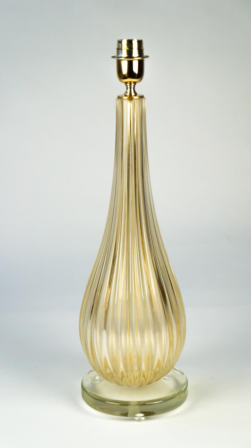 Alberto Donà Art Deco Gold Leaf Two of Murano Glass Table Lamps, 1998 For Sale 7