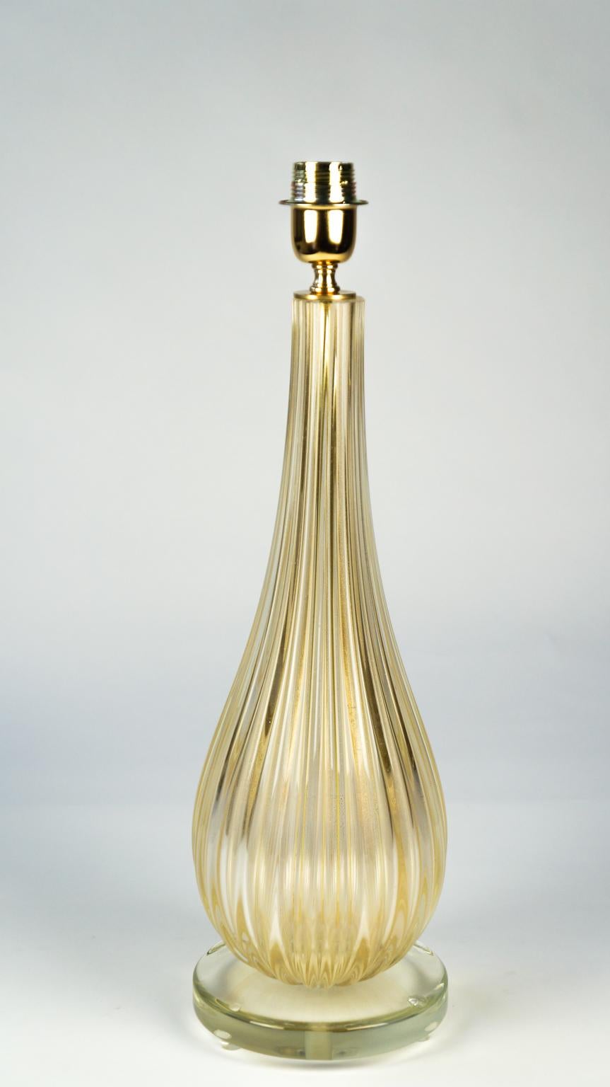 Alberto Donà Art Deco Gold Leaf Two of Murano Glass Table Lamps, 1998 For Sale 8