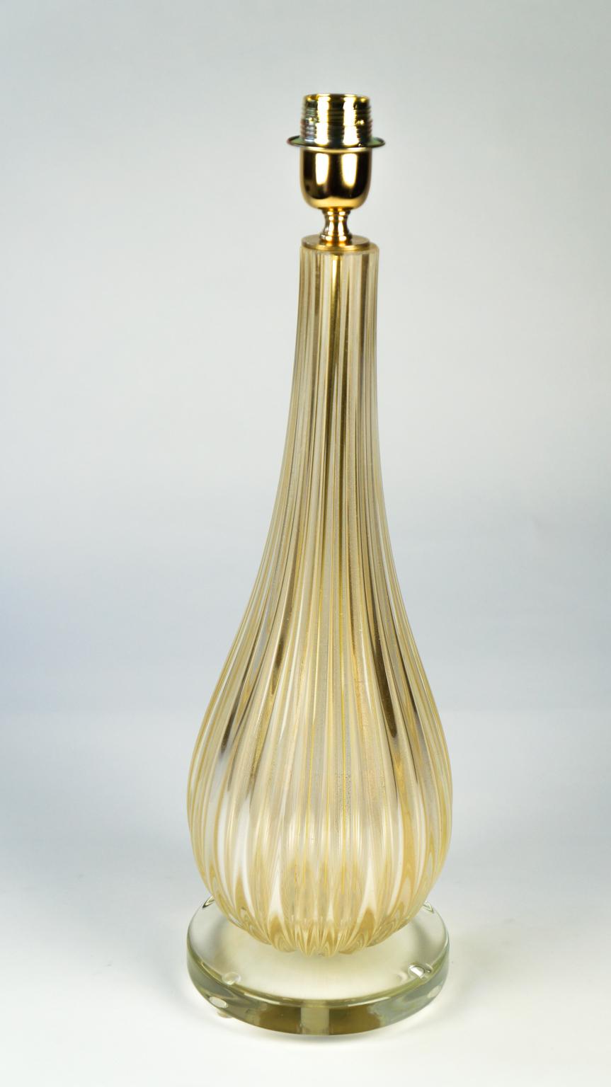 Alberto Donà Art Deco Gold Leaf Two of Murano Glass Table Lamps, 1998 For Sale 10