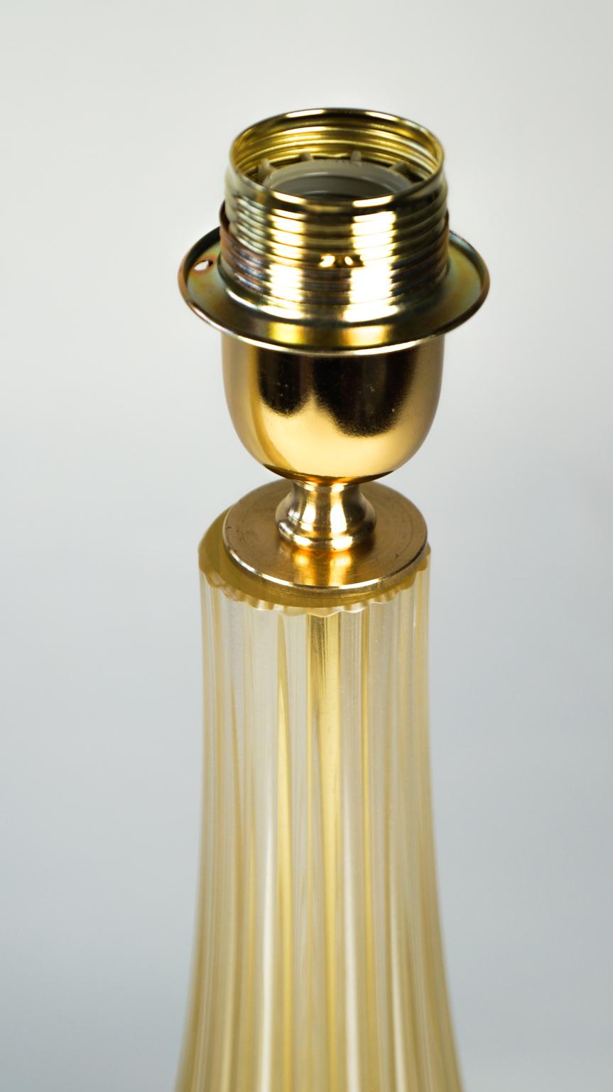 Alberto Donà Art Deco Gold Leaf Two of Murano Glass Table Lamps, 1998 For Sale 1