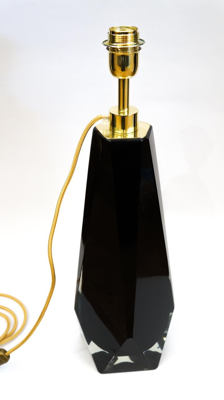Alberto Donà - Paire de lampes de bureau italiennes en verre de Murano noir Molato, 1995 en vente 4