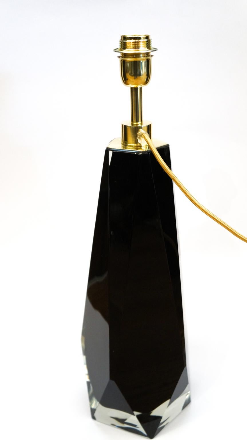 Alberto Donà Black Pair of Italian Murano Glass Table Lamps Molato, 1995 For Sale 9