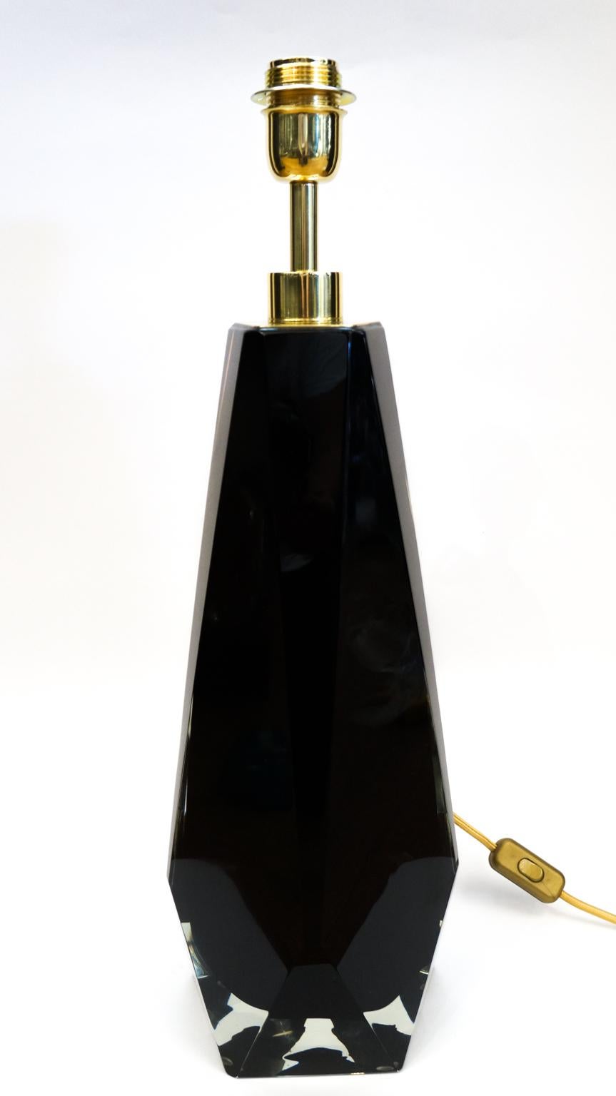 Mid-Century Modern Alberto Donà Black Pair of Italian Murano Glass Table Lamps Molato, 1995 For Sale
