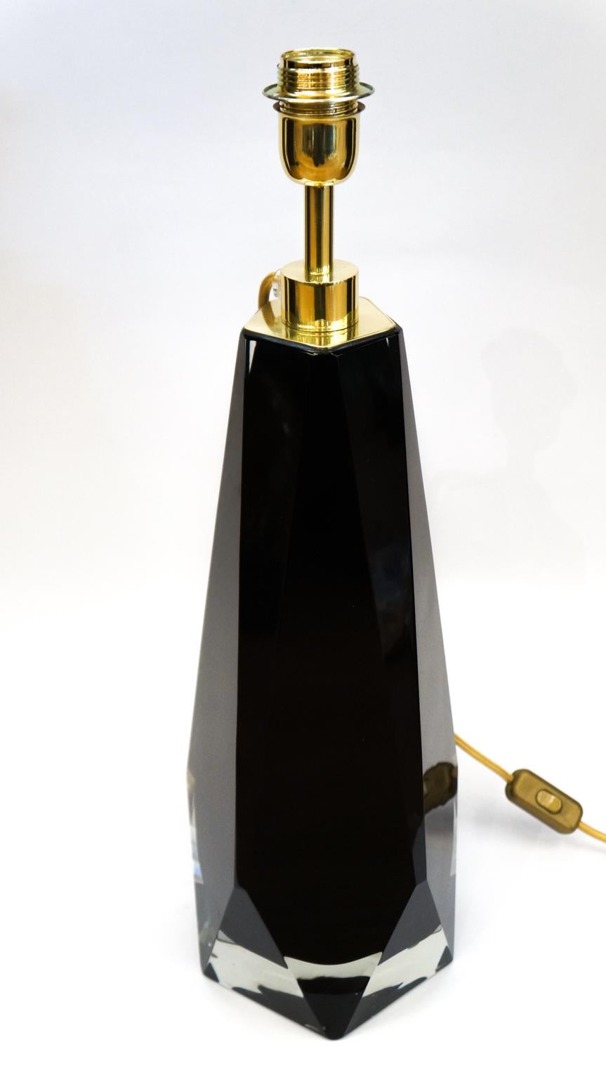 Alberto Donà Black Pair of Italian Murano Glass Table Lamps Molato, 1995 For Sale 4