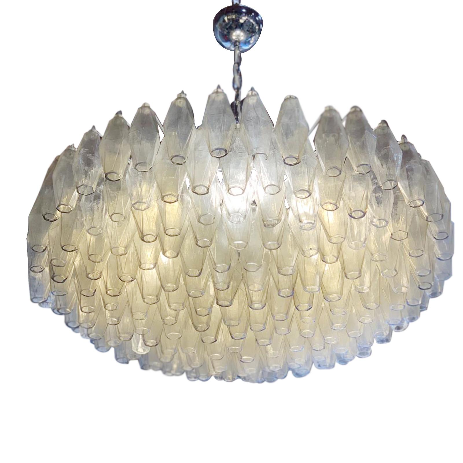 Clear Poliedri Murano Italian Chandelier, 1960 In Good Condition For Sale In Los Angeles, CA