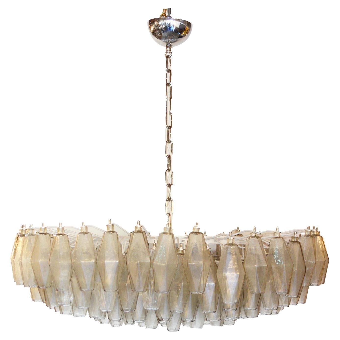 Clear Poliedri Murano Italian Chandelier, 1960 For Sale