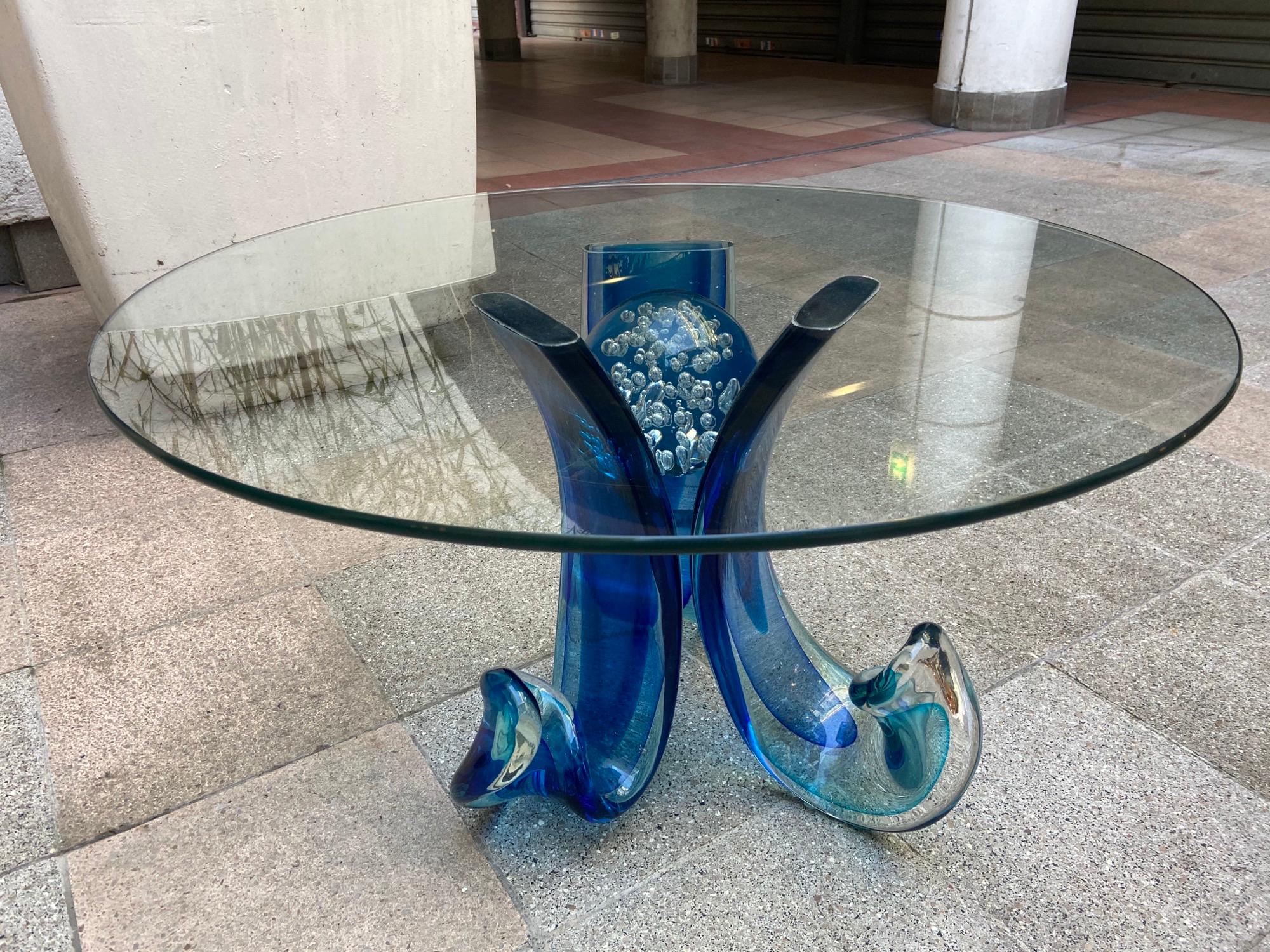 Alberto Dona - Coffee Table in Murano Glass blue  6