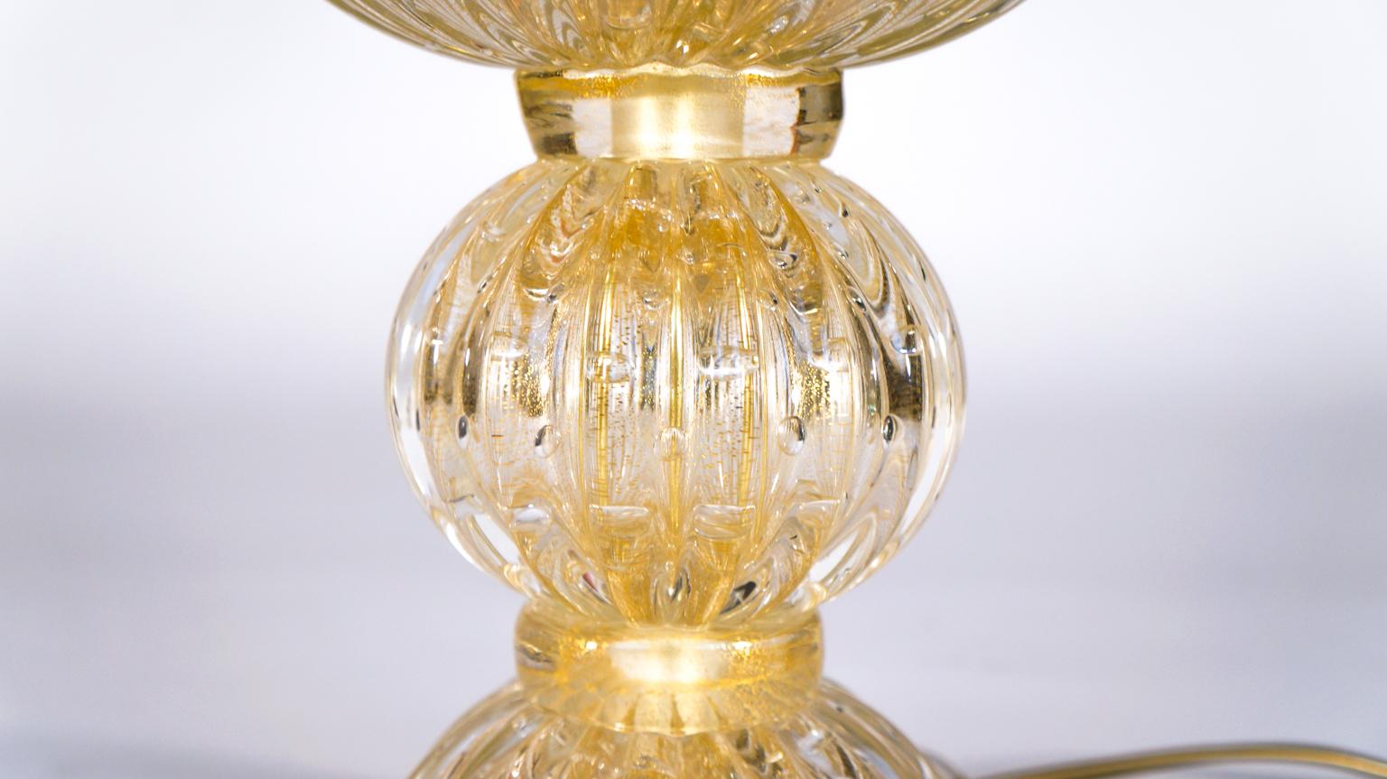 Alberto Donà Crystal Gold Italian Venetian Pair of Table Lamps Murano, 1990s For Sale 4