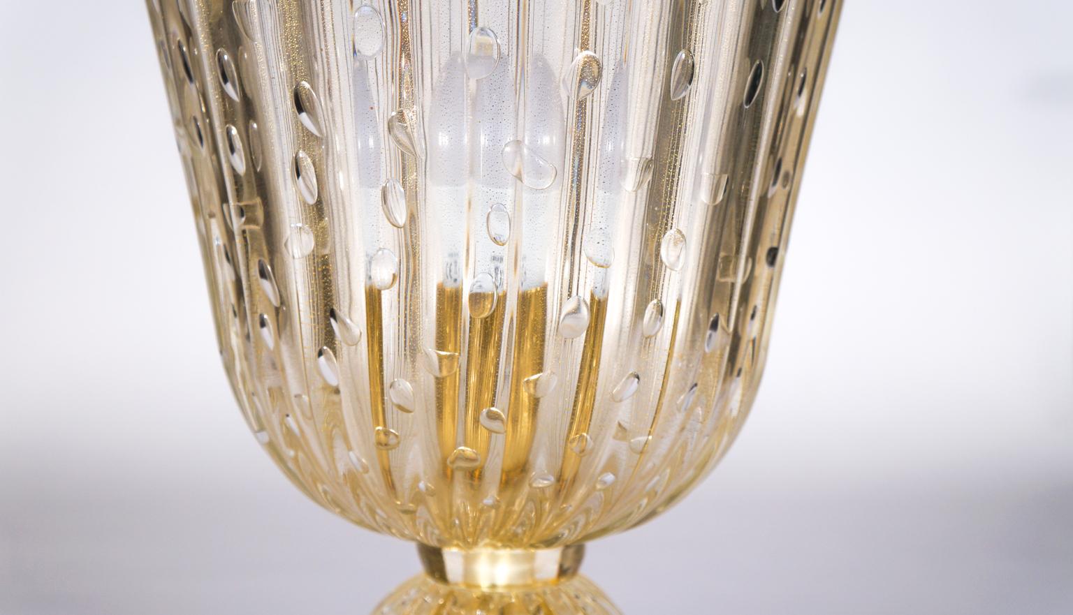 Alberto Donà Kristallgold Italienisches venezianisches Tischlampenpaar Murano, 1990er Jahre im Angebot 5