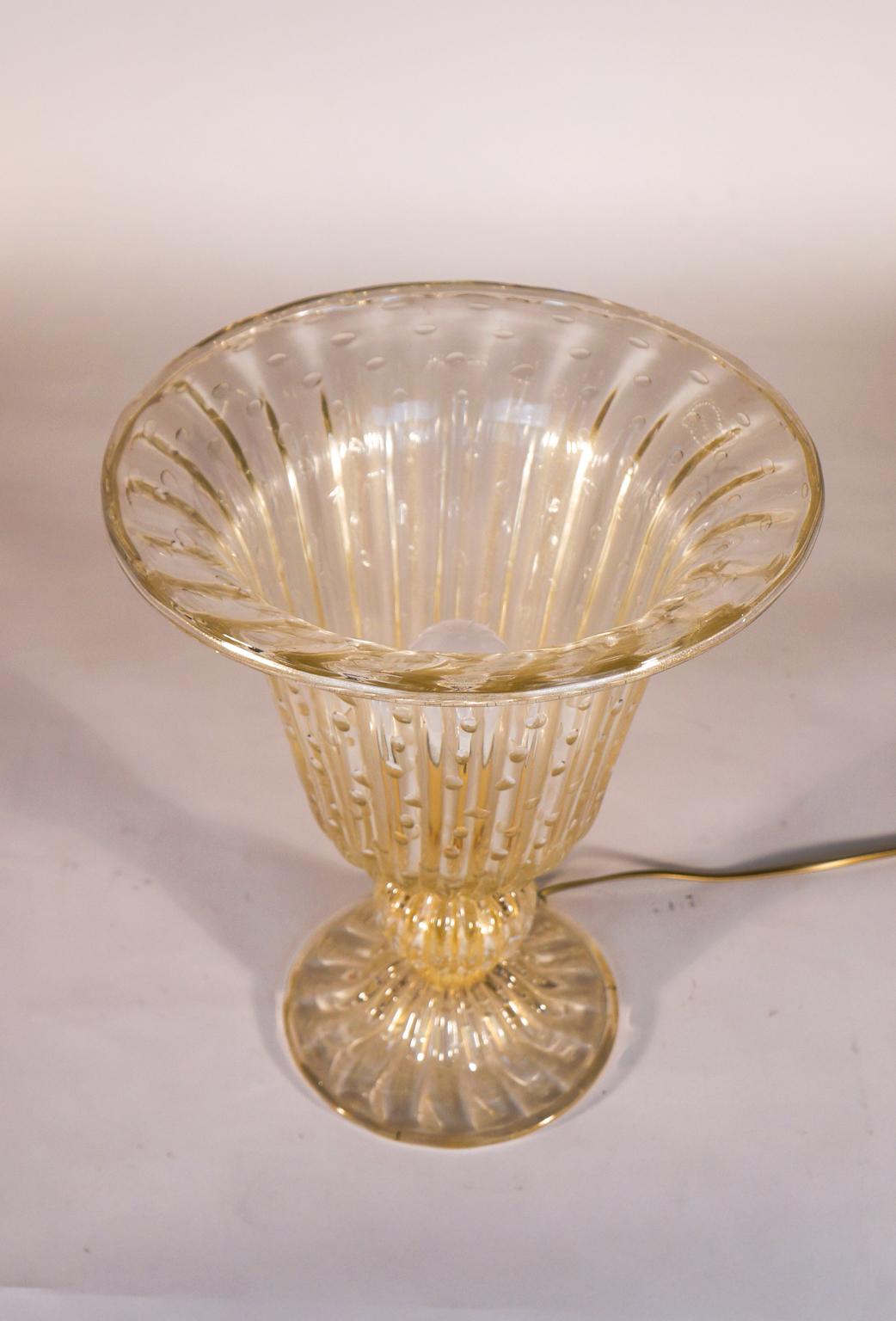 Alberto Donà Kristallgold Italienisches venezianisches Tischlampenpaar Murano, 1990er Jahre im Angebot 9