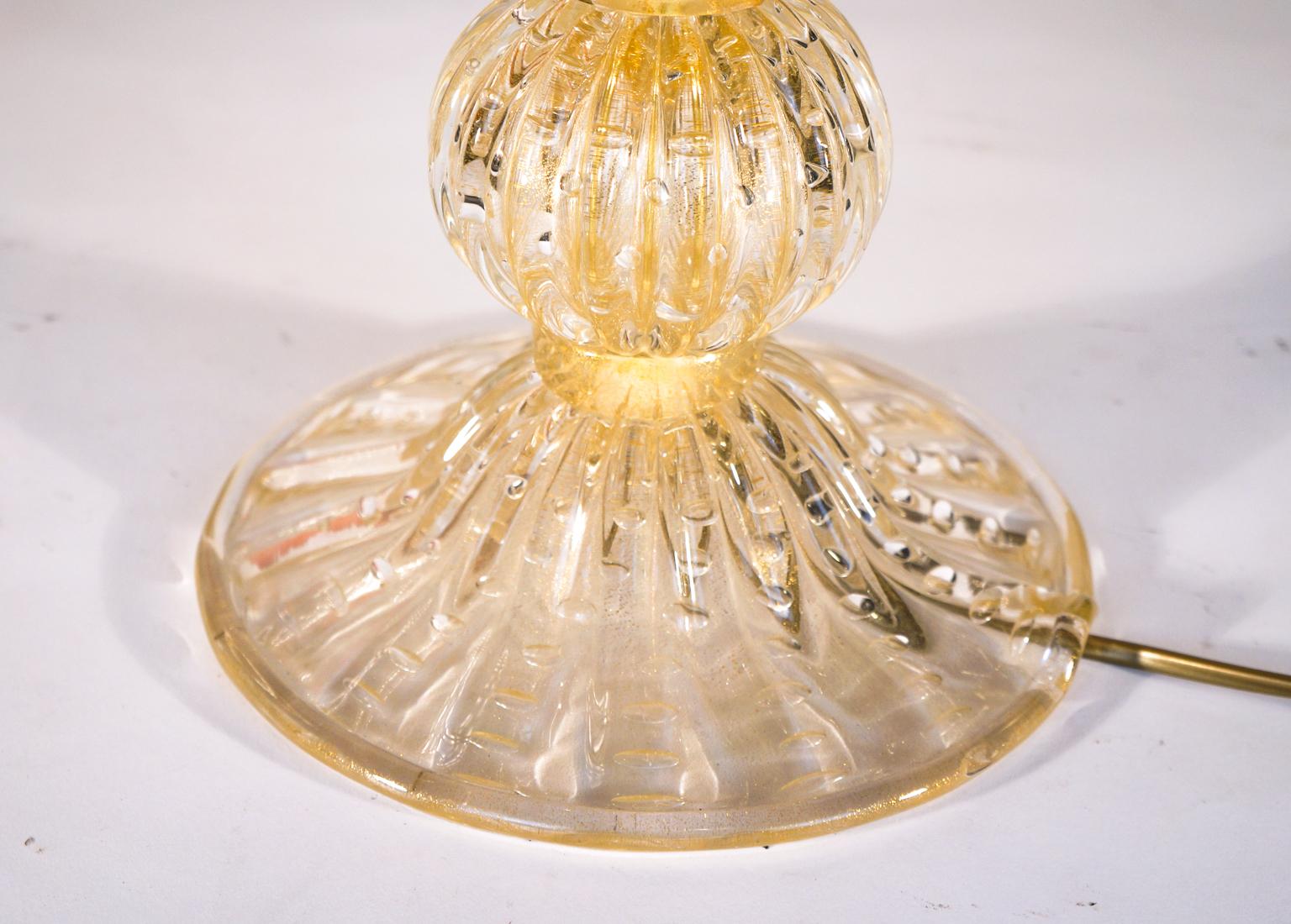 Alberto Donà Crystal Gold Italian Venetian Pair of Table Lamps Murano, 1990s For Sale 11
