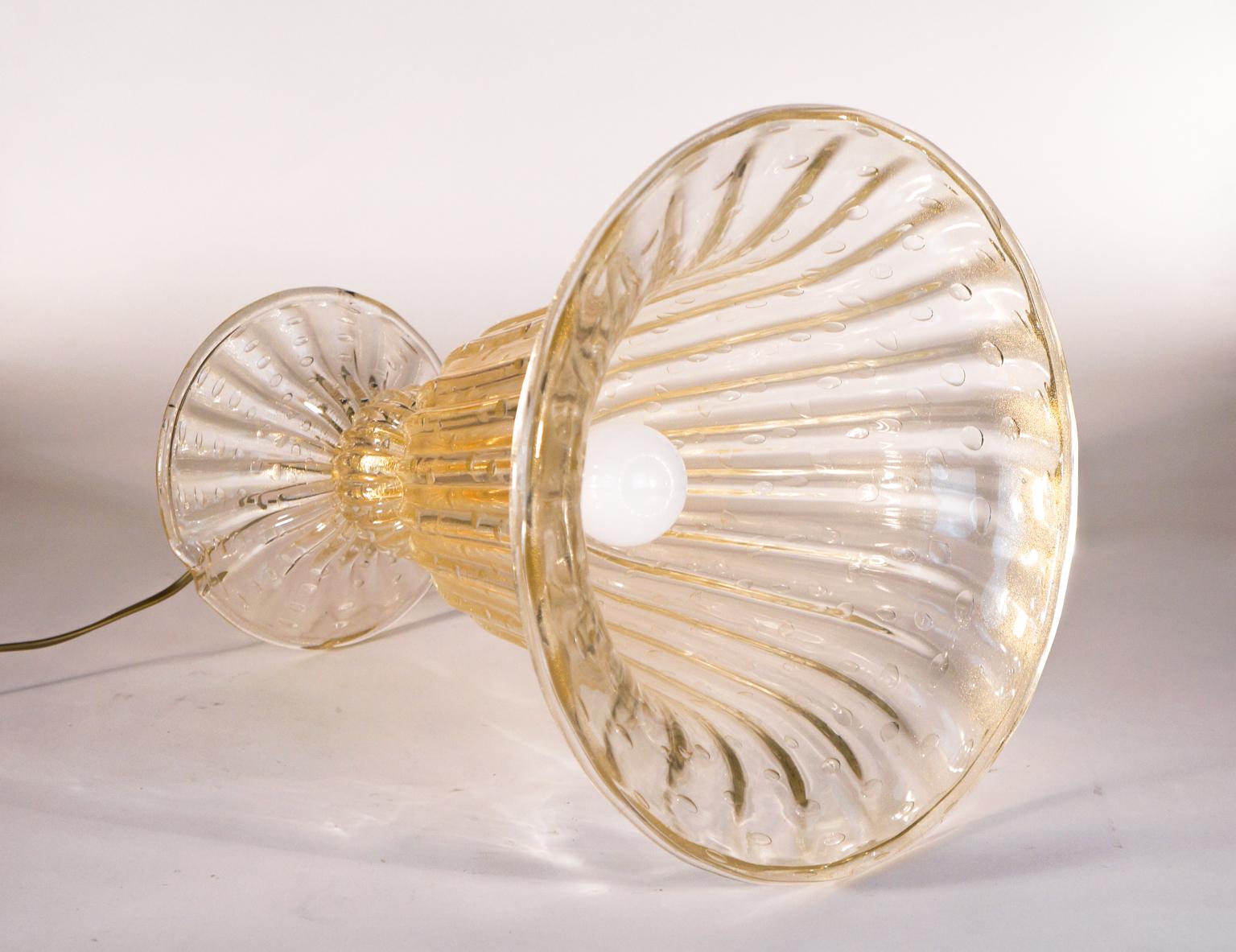 Alberto Donà Kristallgold Italienisches venezianisches Tischlampenpaar Murano, 1990er Jahre im Angebot 12
