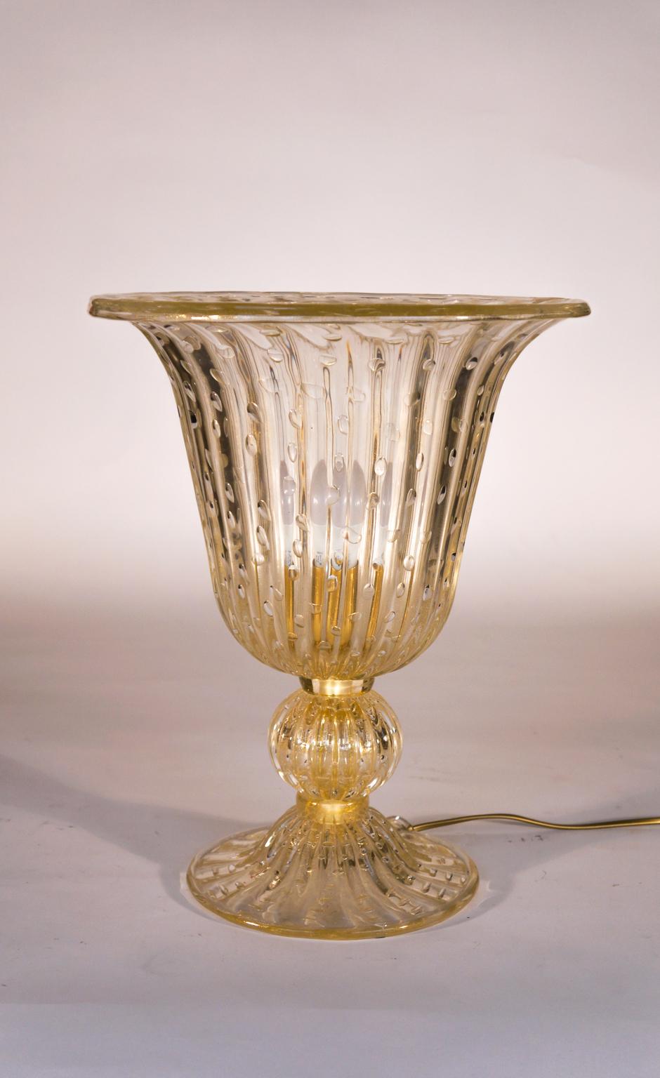 Alberto Donà Kristallgold Italienisches venezianisches Tischlampenpaar Murano, 1990er Jahre (Handgefertigt) im Angebot