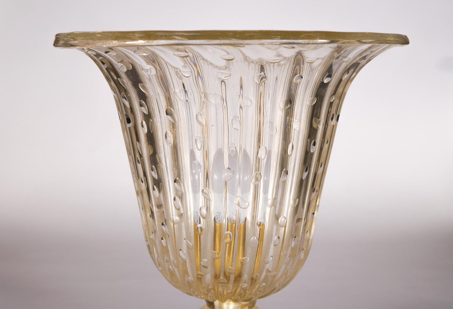 Alberto Donà Kristallgold Italienisches venezianisches Tischlampenpaar Murano, 1990er Jahre (Ende des 20. Jahrhunderts) im Angebot