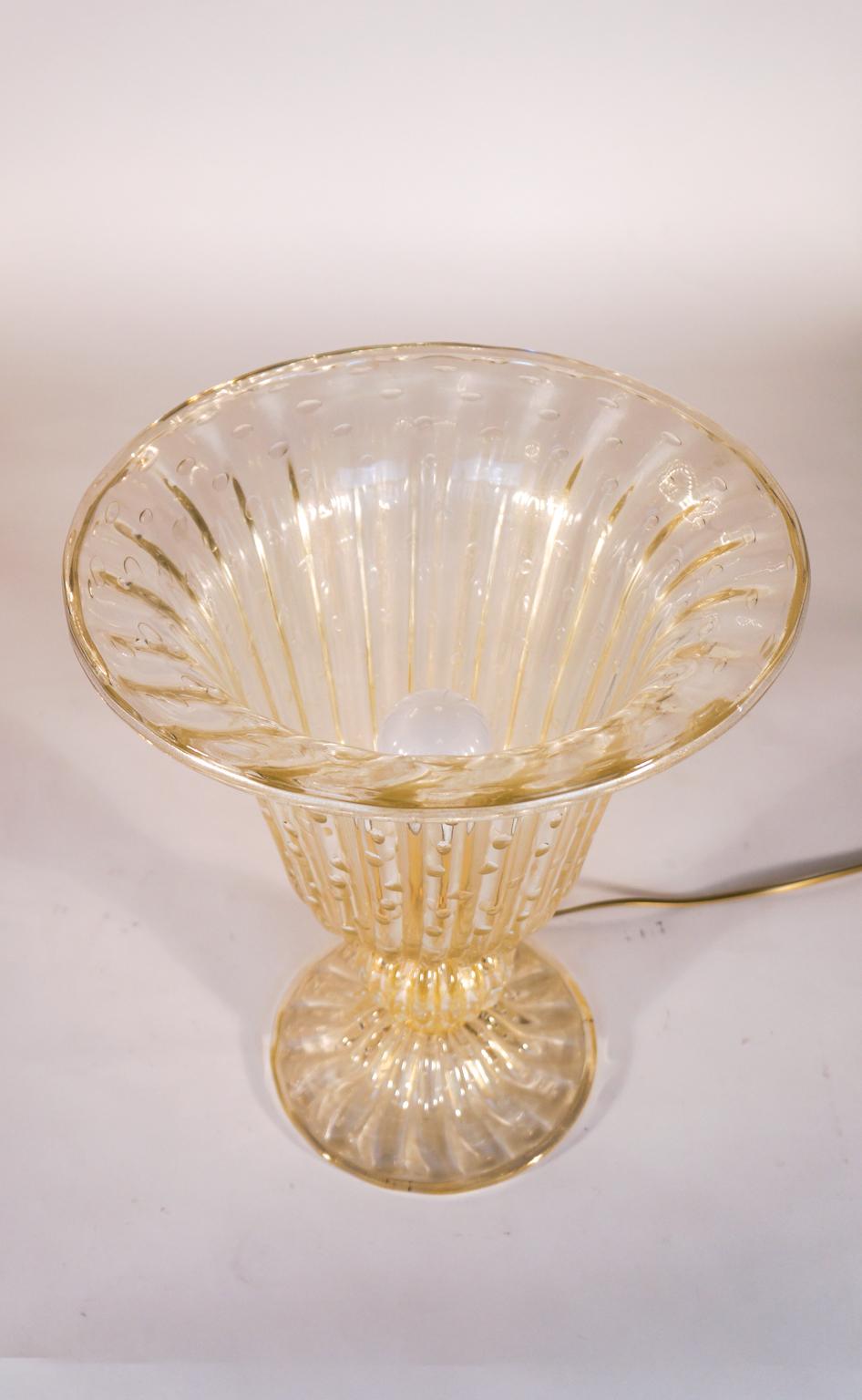 Alberto Donà Kristallgold Italienisches venezianisches Tischlampenpaar Murano, 1990er Jahre im Angebot 1