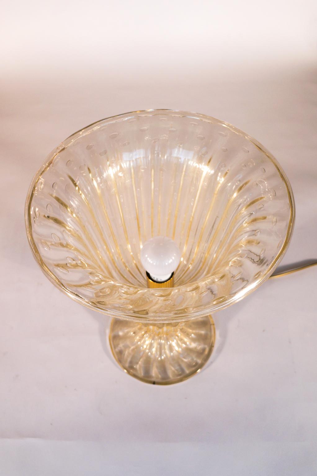 Alberto Donà Crystal Gold Italian Venetian Pair of Table Lamps Murano, 1990s For Sale 2