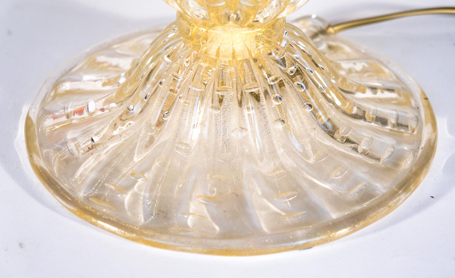 Alberto Donà Crystal Gold Italian Venetian Pair of Table Lamps Murano, 1990s For Sale 3