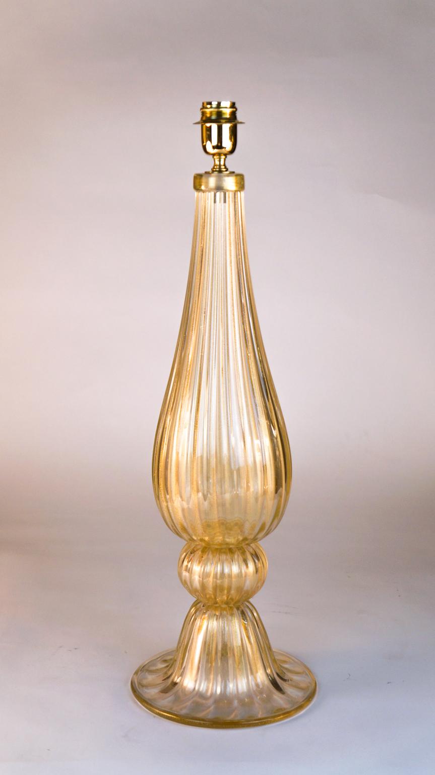Mid-Century Modern Alberto Donà Crystal and Gold Italian Pair of Murano Glass Table Lamps, 1992s