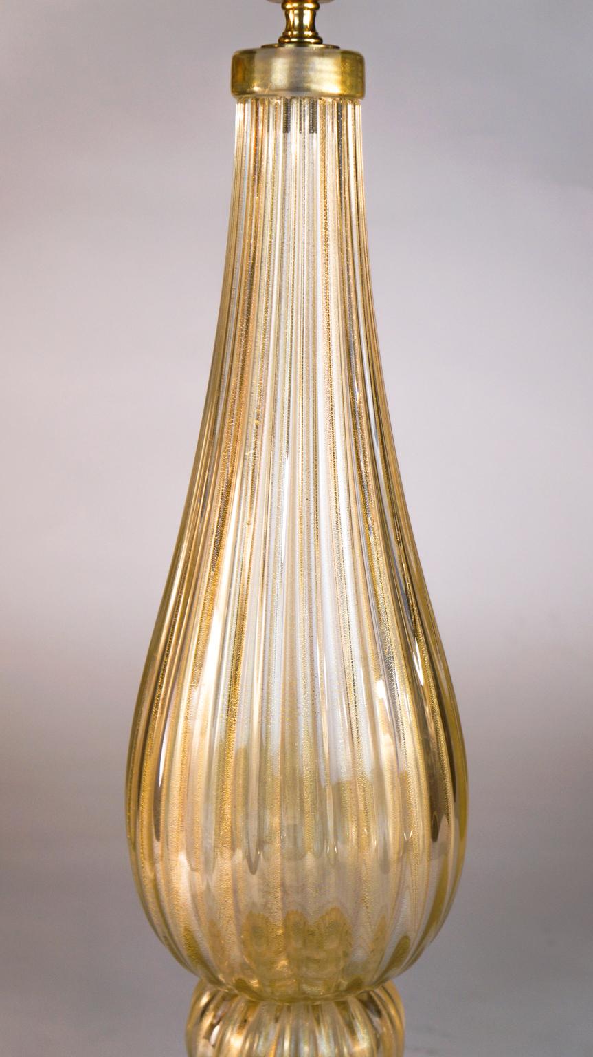 Alberto Donà Crystal and Gold Italian Pair of Murano Glass Table Lamps, 1992s 2