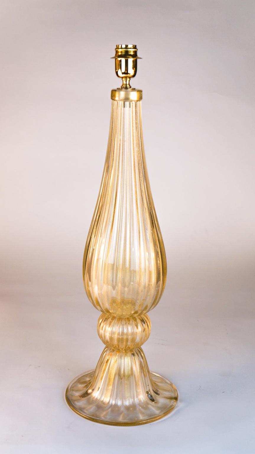 Alberto Donà Crystal and Gold Italian Pair of Murano Glass Table Lamps, 1992s 4