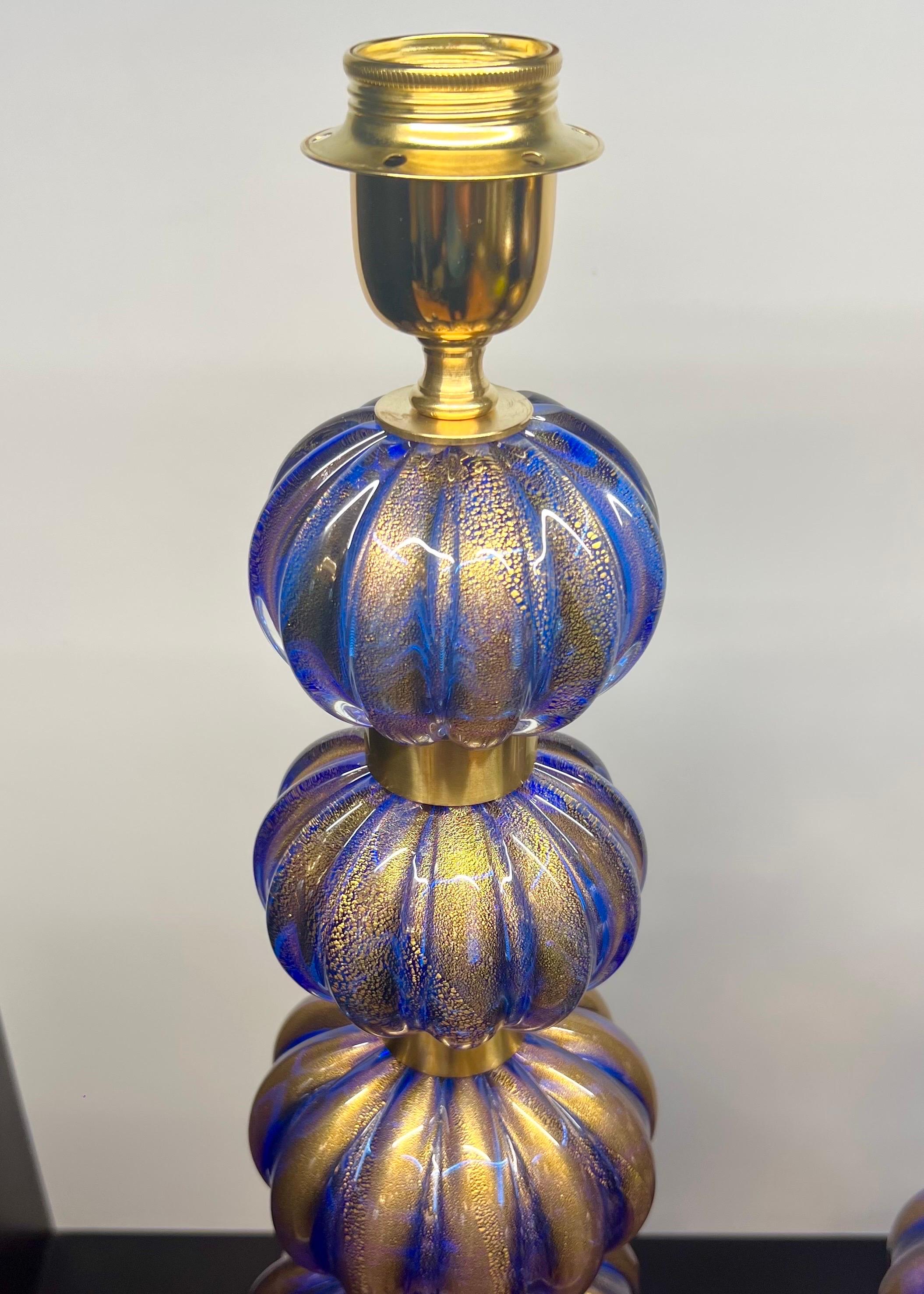 Alberto Donà Lampes de table en verre de Murano, deux bleues, Modernes au milieu du siècle 2024 en vente 3