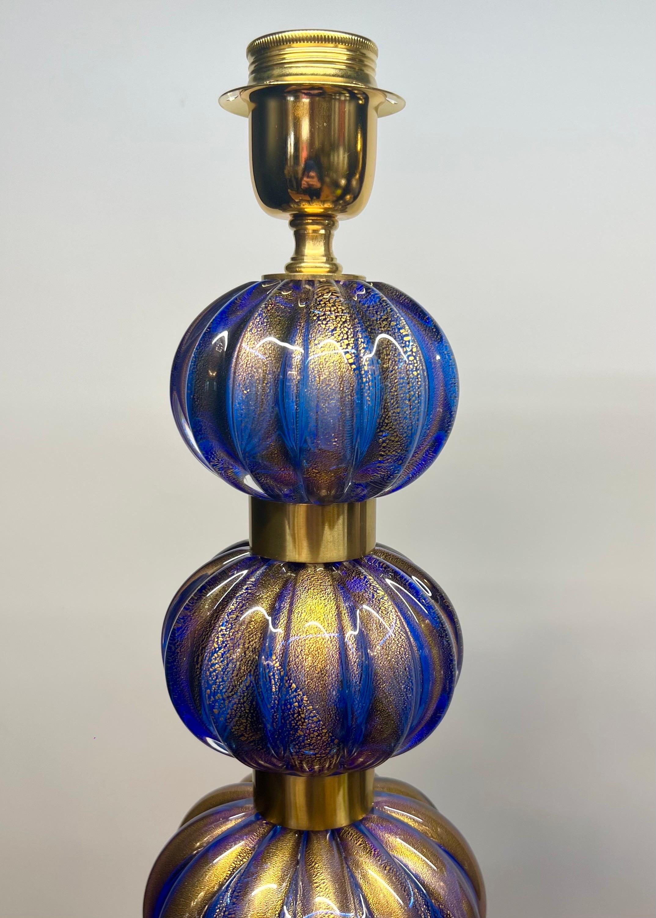 Alberto Donà Lampes de table en verre de Murano, deux bleues, Modernes au milieu du siècle 2024 en vente 4