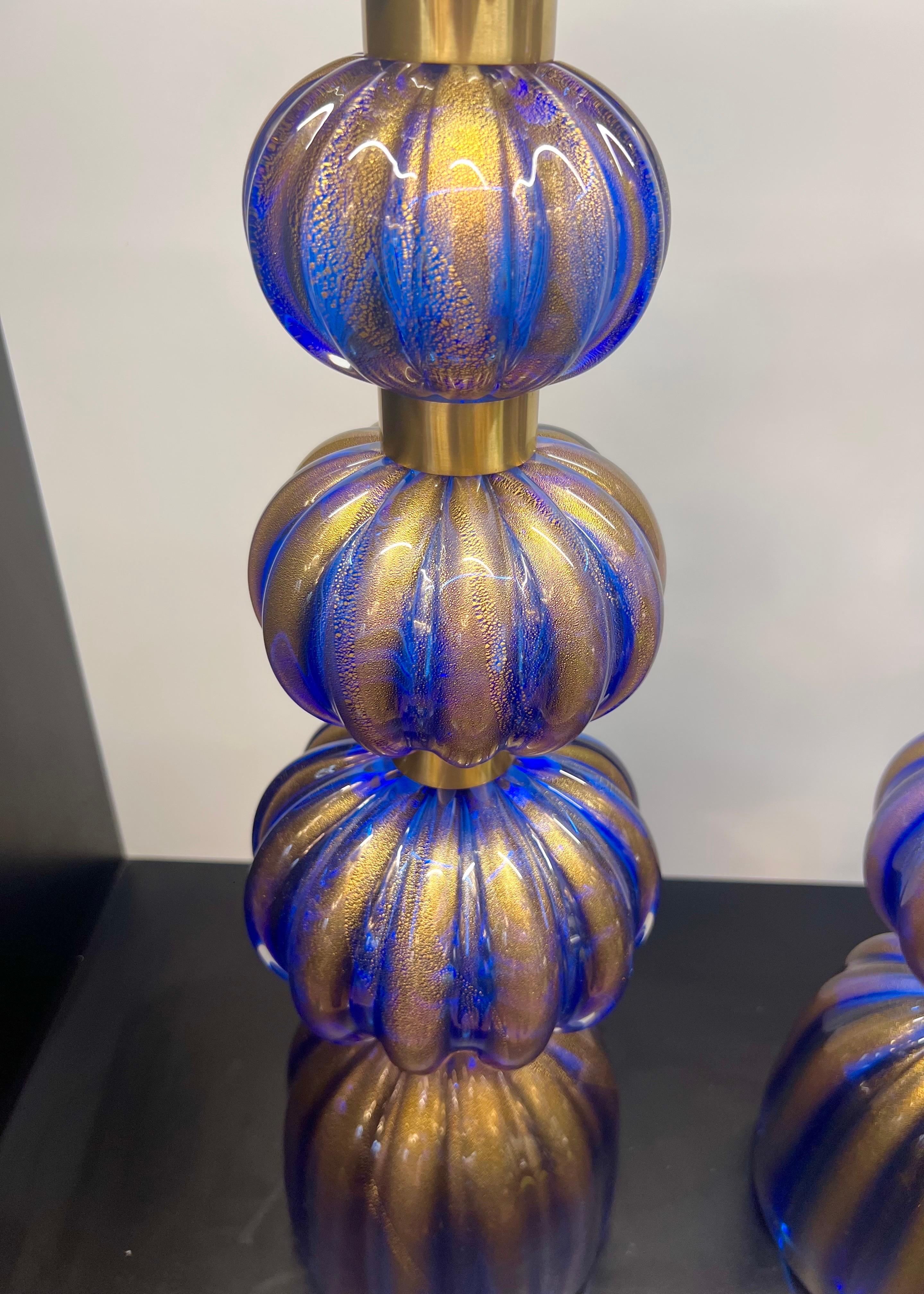 Alberto Donà Lampes de table en verre de Murano, deux bleues, Modernes au milieu du siècle 2024 en vente 5