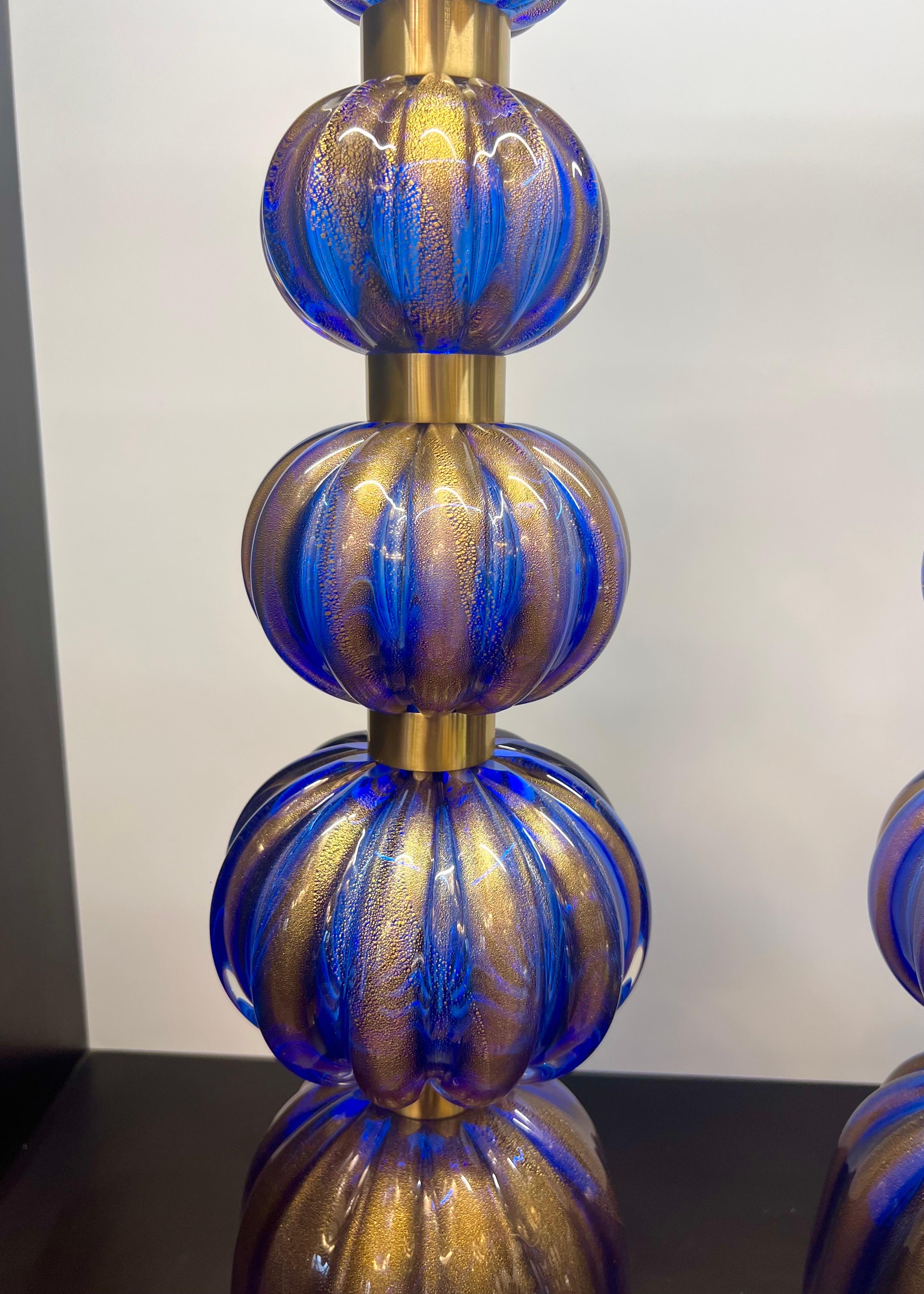 Alberto Donà Lampes de table en verre de Murano, deux bleues, Modernes au milieu du siècle 2024 en vente 6