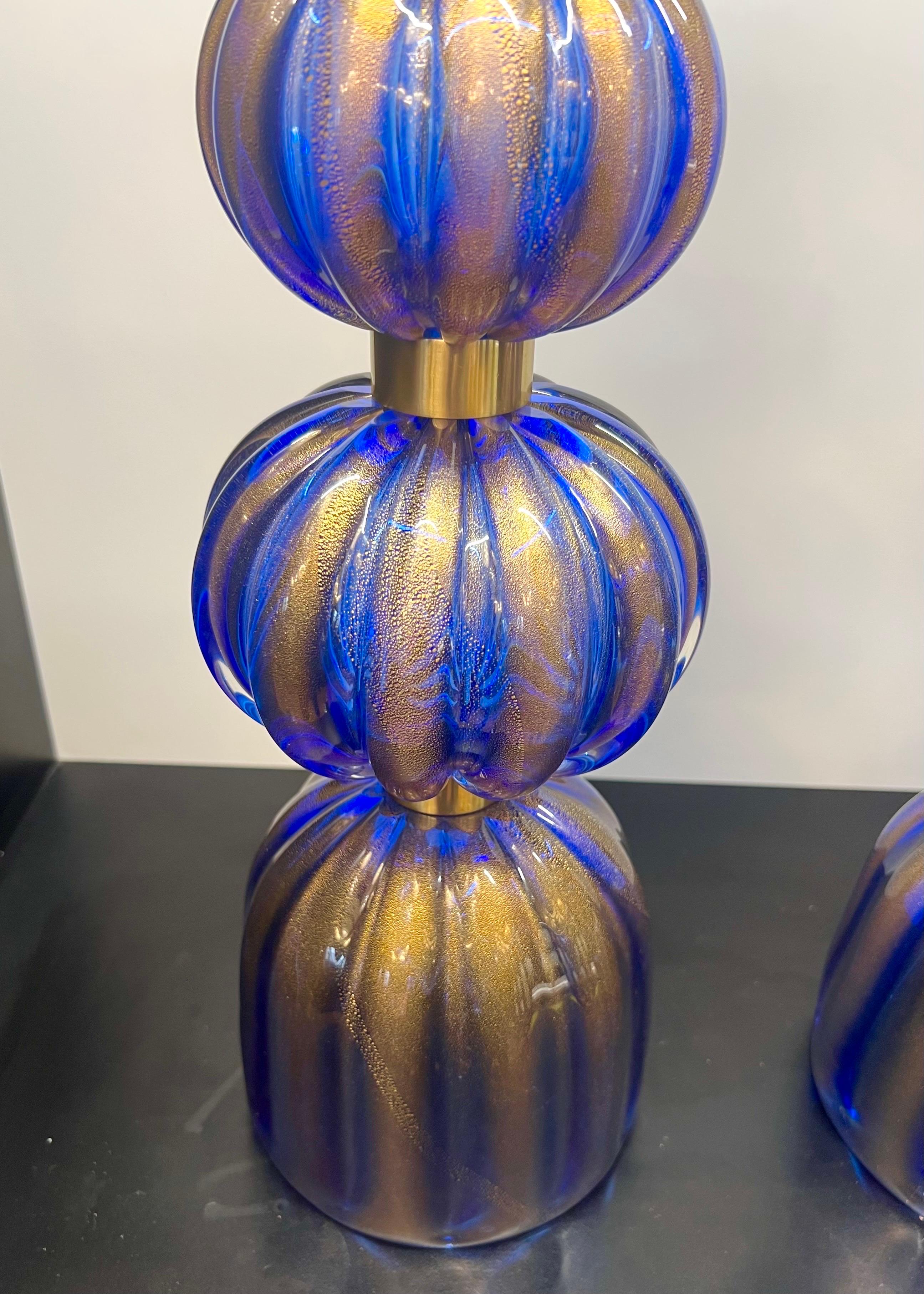Alberto Donà Lampes de table en verre de Murano, deux bleues, Modernes au milieu du siècle 2024 en vente 7