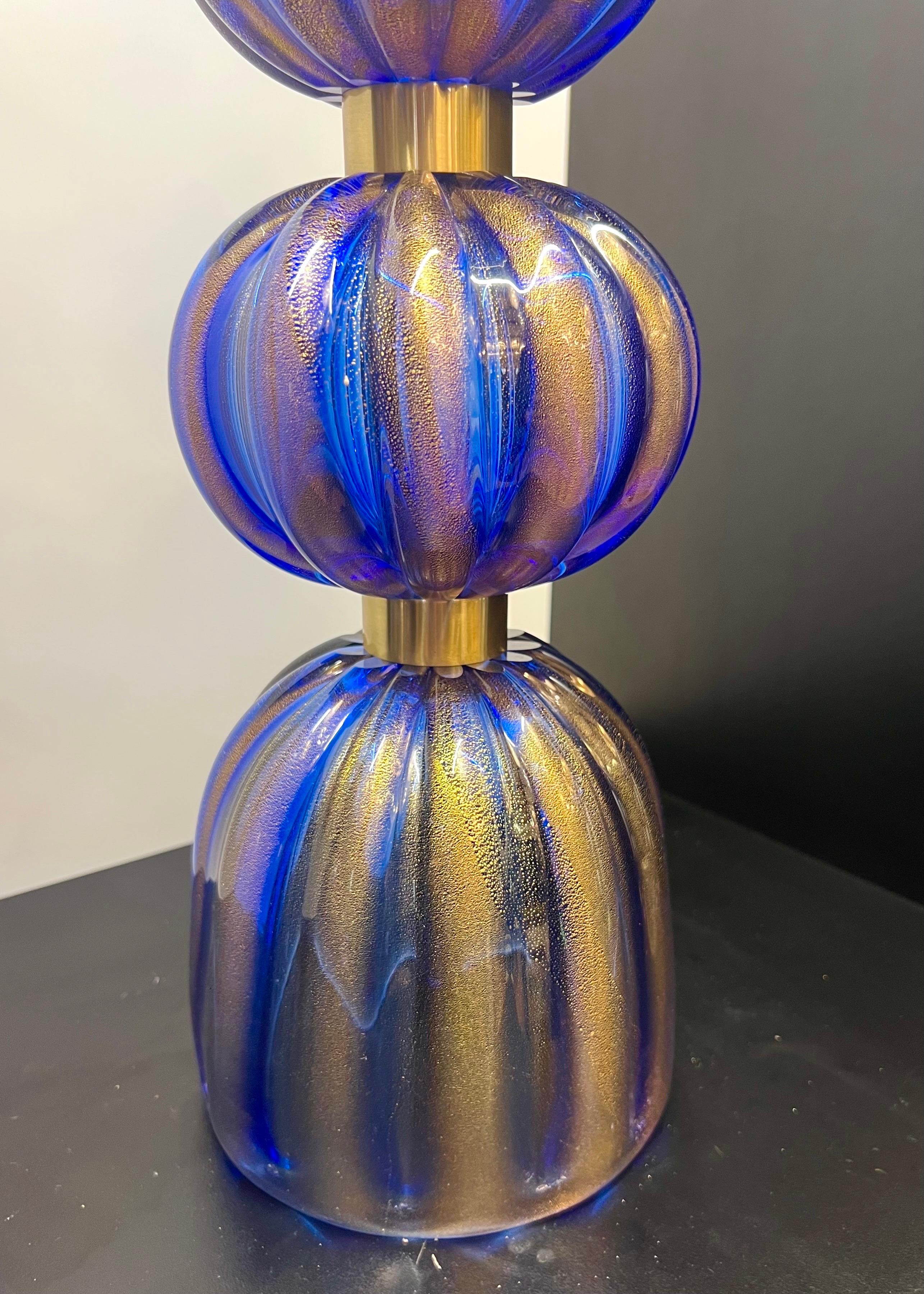Alberto Donà Lampes de table en verre de Murano, deux bleues, Modernes au milieu du siècle 2024 en vente 8