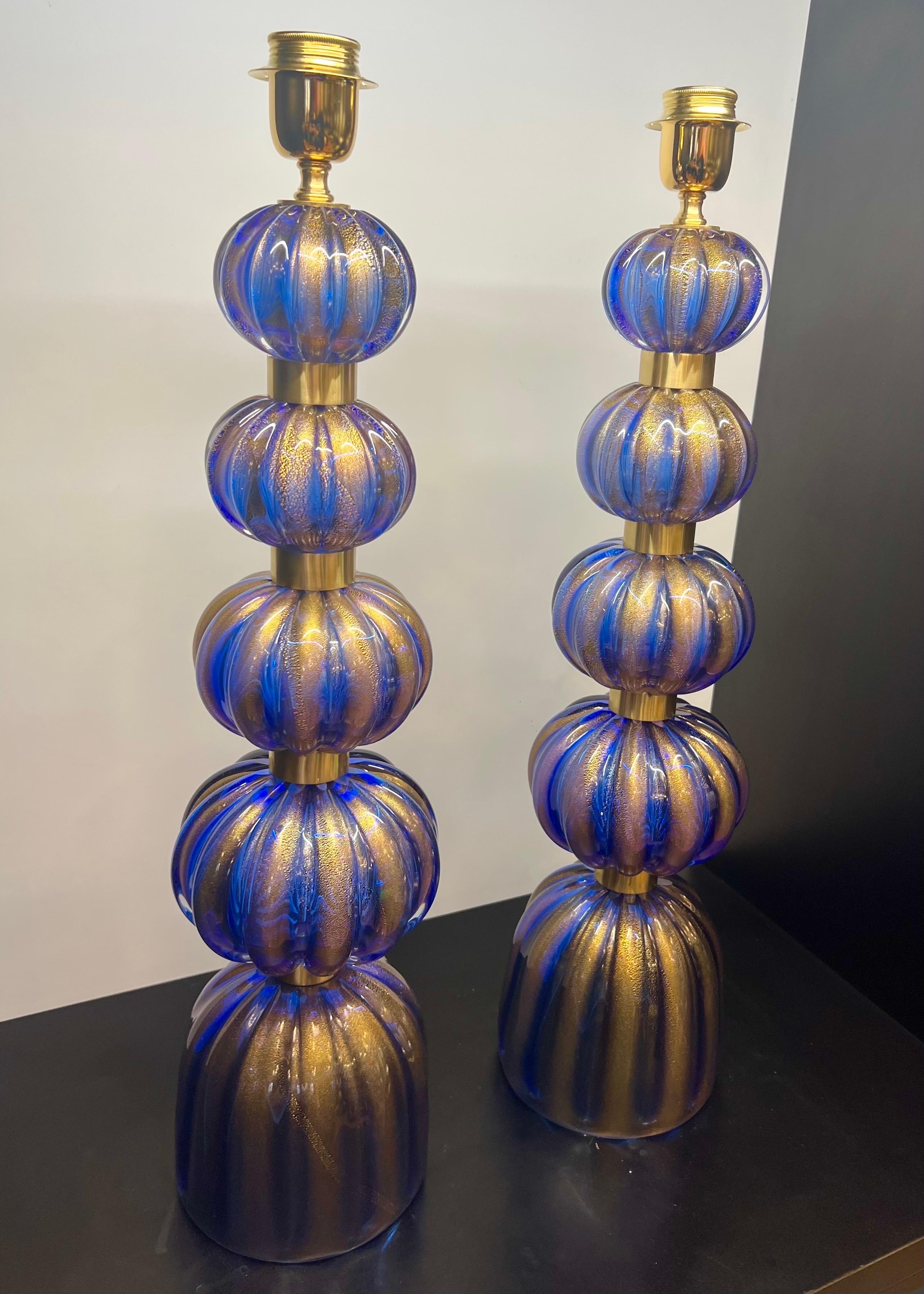 Alberto Donà Lampes de table en verre de Murano, deux bleues, Modernes au milieu du siècle 2024 en vente 9