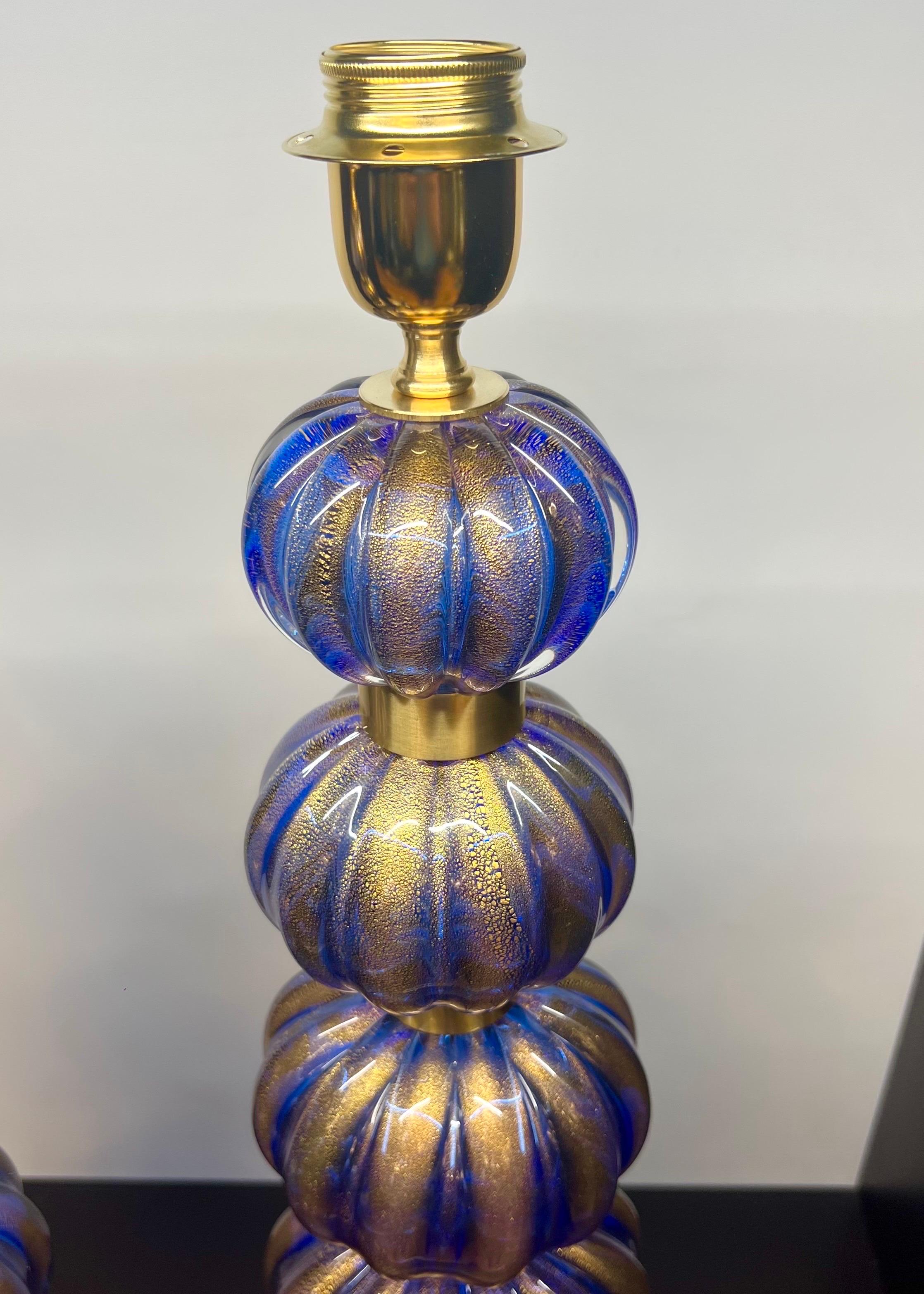 italien Alberto Donà Lampes de table en verre de Murano, deux bleues, Modernes au milieu du siècle 2024 en vente