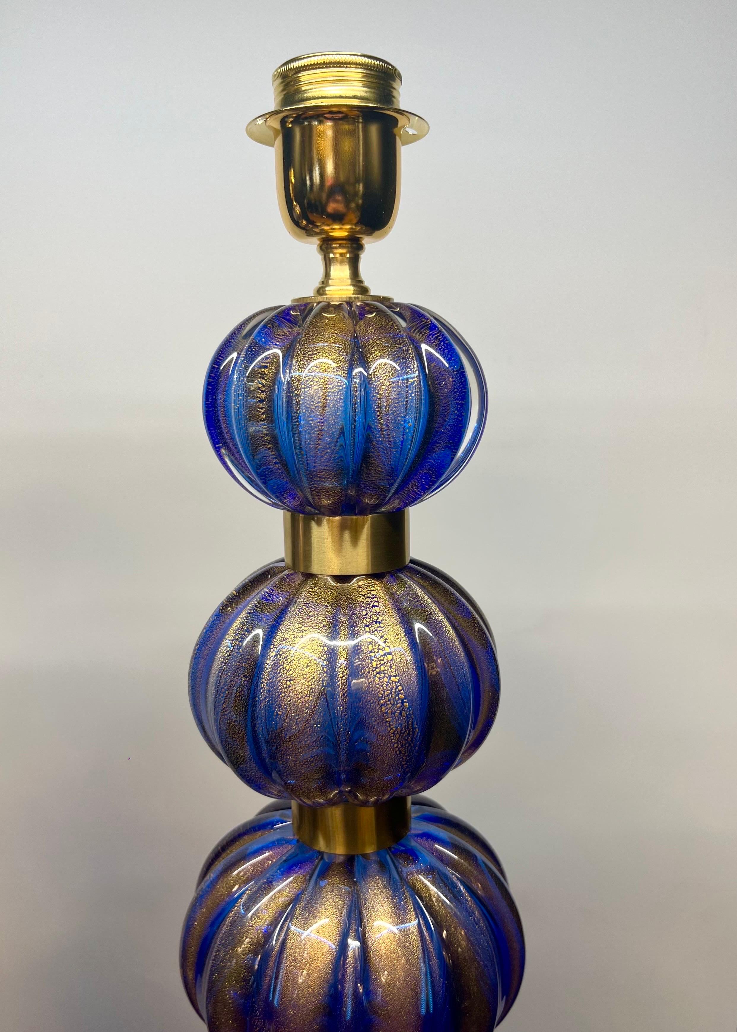 Fait main Alberto Donà Lampes de table en verre de Murano, deux bleues, Modernes au milieu du siècle 2024 en vente