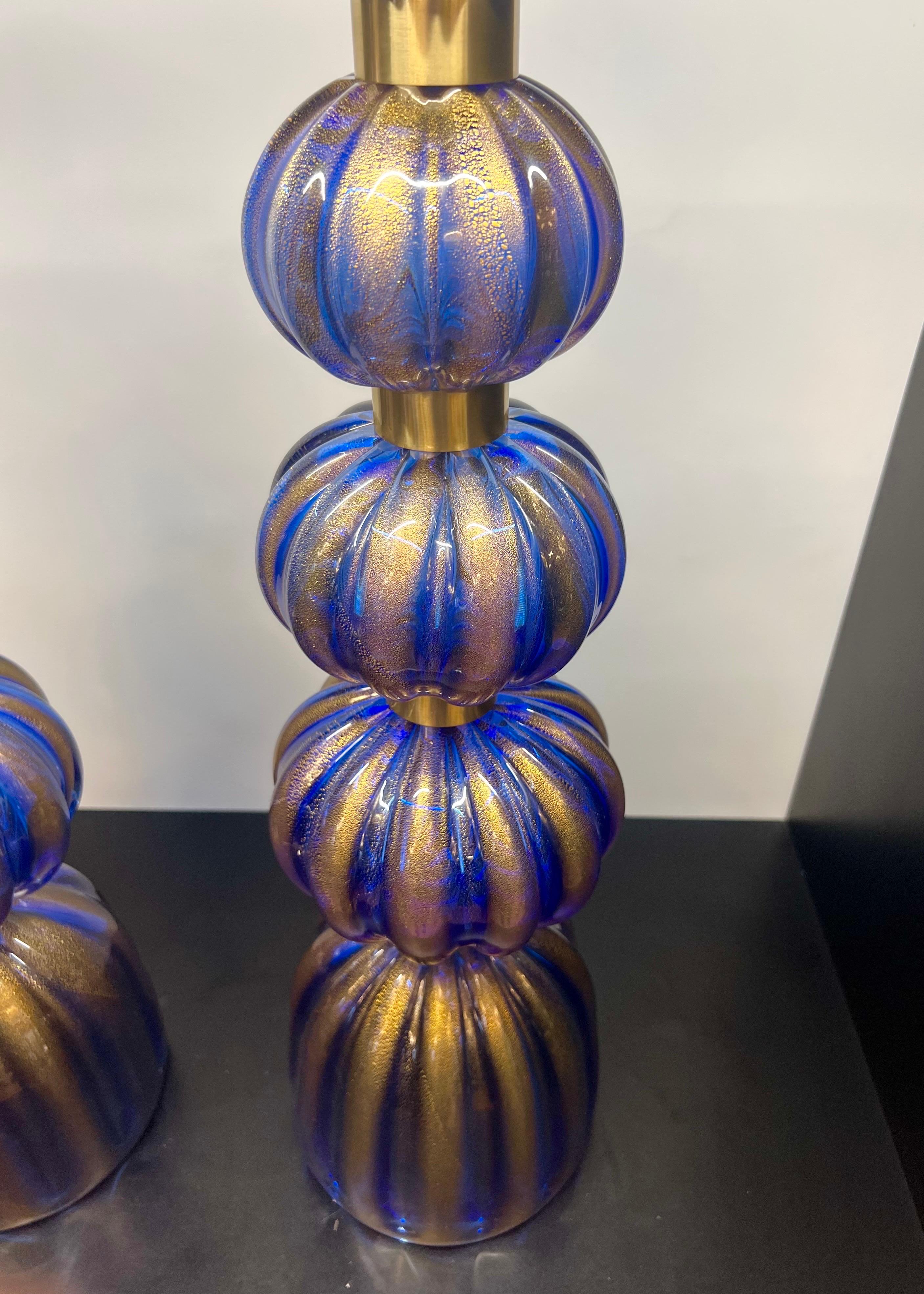 XXIe siècle et contemporain Alberto Donà Lampes de table en verre de Murano, deux bleues, Modernes au milieu du siècle 2024 en vente