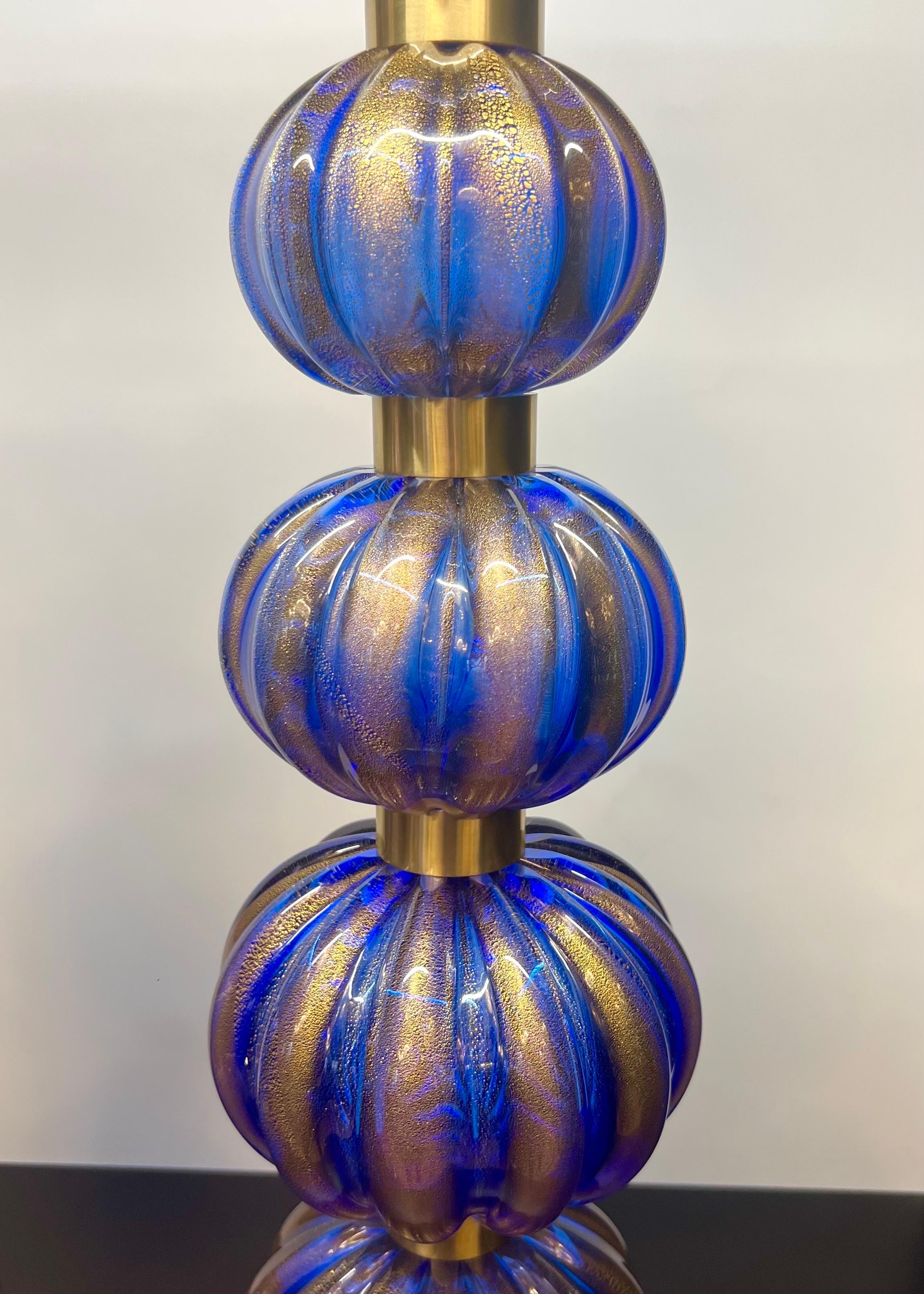 Verre d'art Alberto Donà Lampes de table en verre de Murano, deux bleues, Modernes au milieu du siècle 2024 en vente