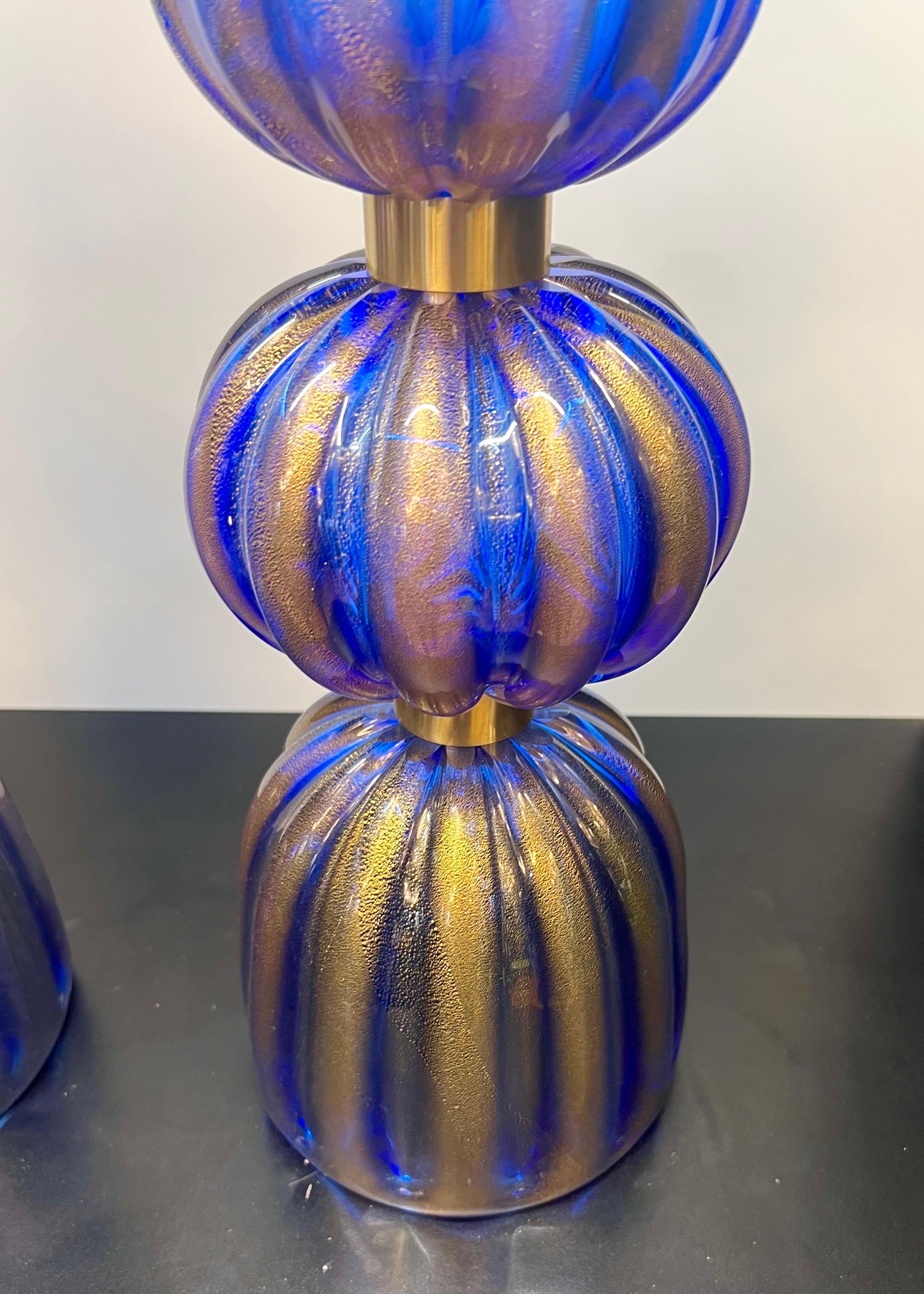 Alberto Donà Lampes de table en verre de Murano, deux bleues, Modernes au milieu du siècle 2024 en vente 1