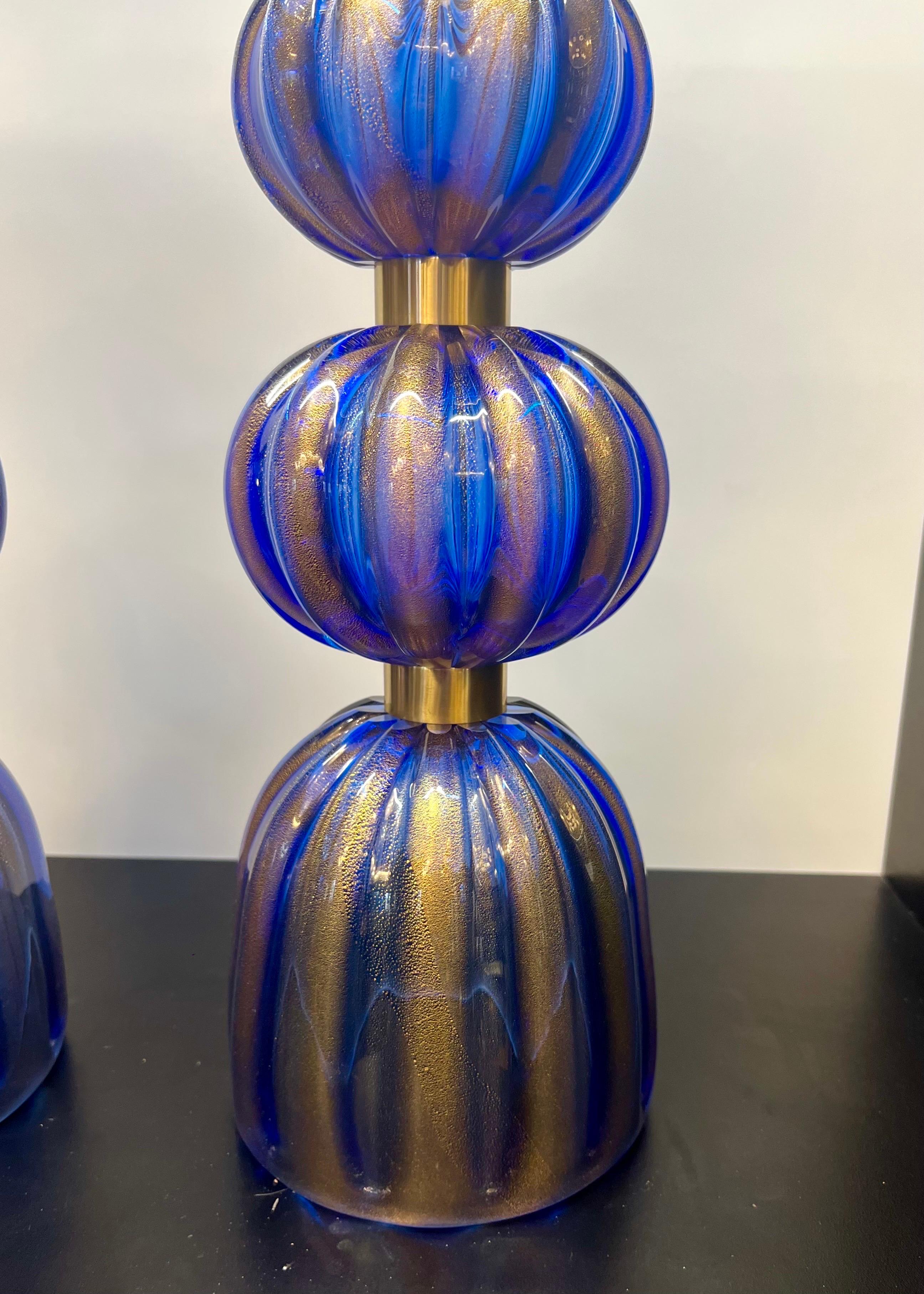 Alberto Donà Lampes de table en verre de Murano, deux bleues, Modernes au milieu du siècle 2024 en vente 2