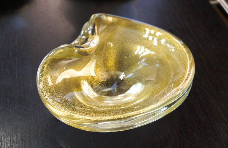 Alberto Donà Gold Murano Glass Bowl, 1980s For Sale 3
