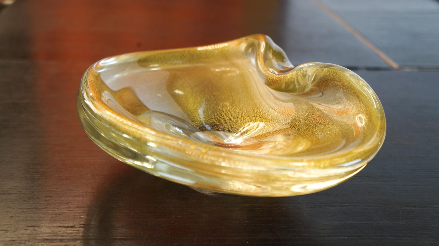 Alberto Donà Gold Murano Glass Bowl, 1980s 4