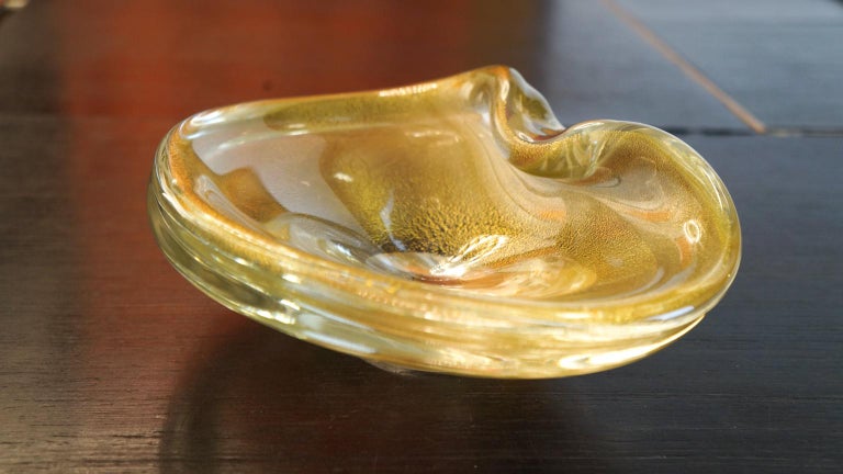 Alberto Donà Gold Murano Glass Bowl, 1980s For Sale 4