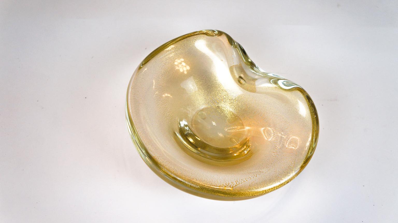 Mid-Century Modern Alberto Donà Gold Murano Glass Bowl, 1980s