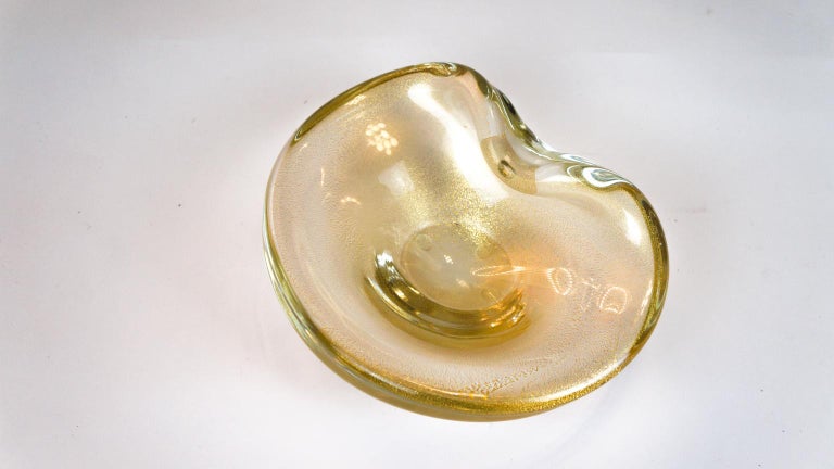 Mid-Century Modern Alberto Donà Gold Murano Glass Bowl, 1980s For Sale
