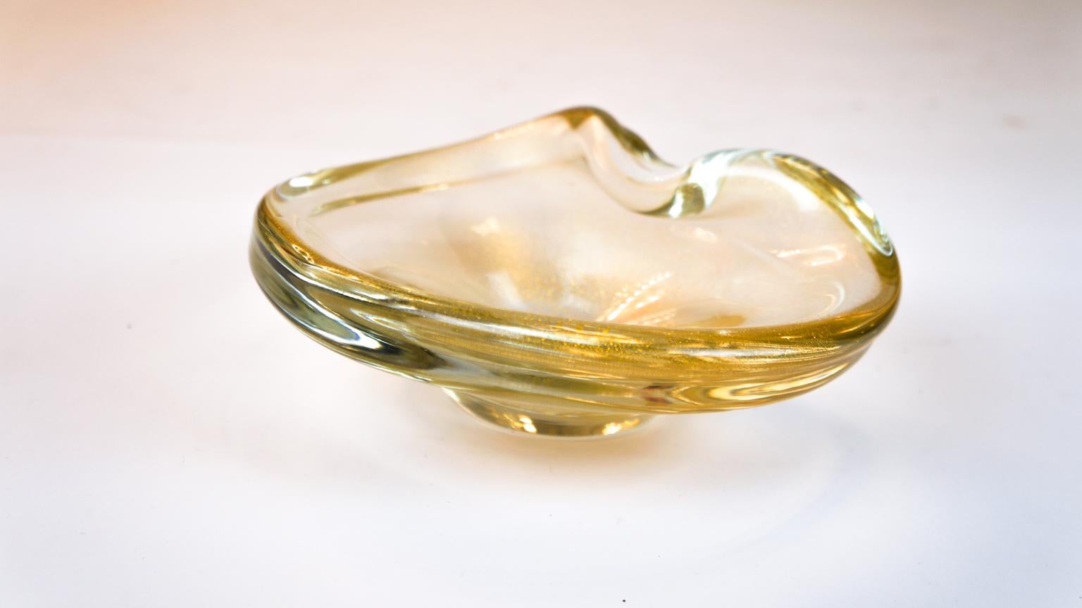 Hand-Crafted Alberto Donà Gold Murano Glass Bowl, 1980s