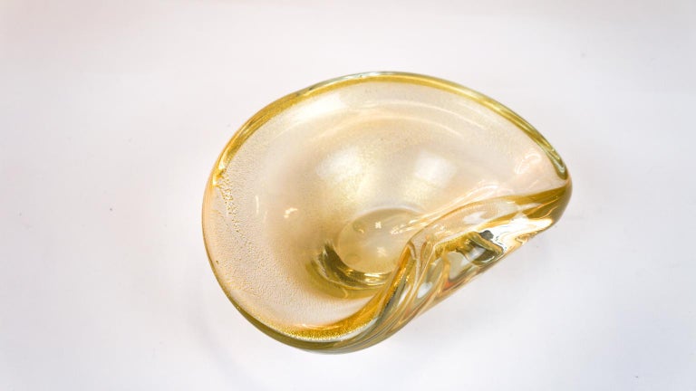 Late 20th Century Alberto Donà Gold Murano Glass Bowl, 1980s For Sale