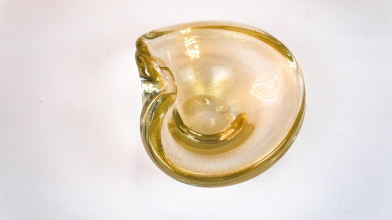 Gold Leaf Alberto Donà Gold Murano Glass Bowl, 1980s For Sale