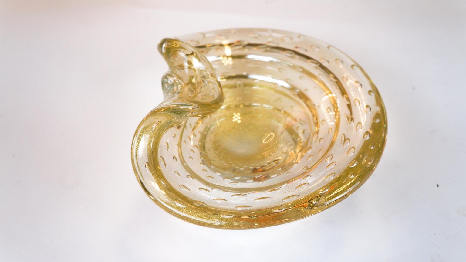 Alberto Donà Gold Murano Glass Bowl Balloton, 1980s 3