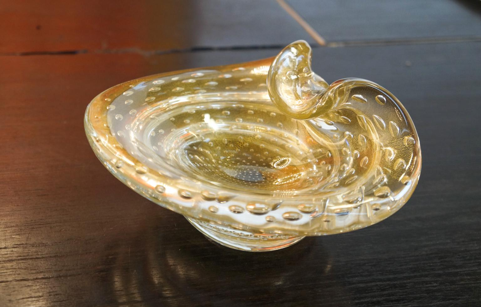 Alberto Donà Gold Murano Glass Bowl Balloton, 1980s 3