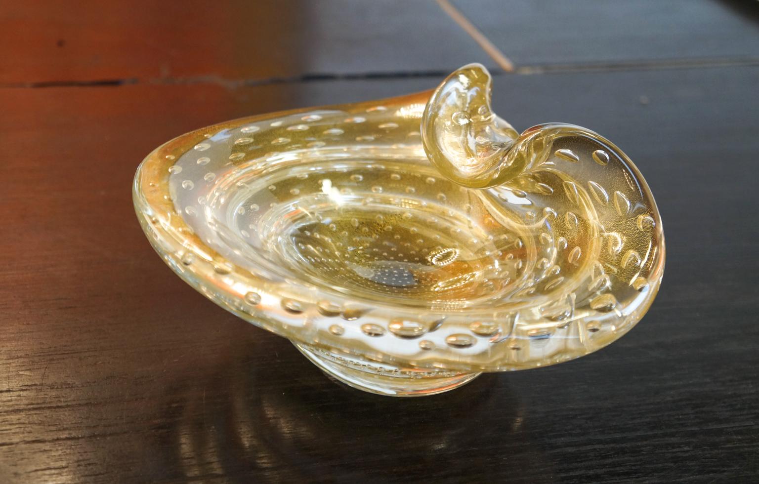 Alberto Donà Gold Murano Glass Bowl Balloton, 1980s 4