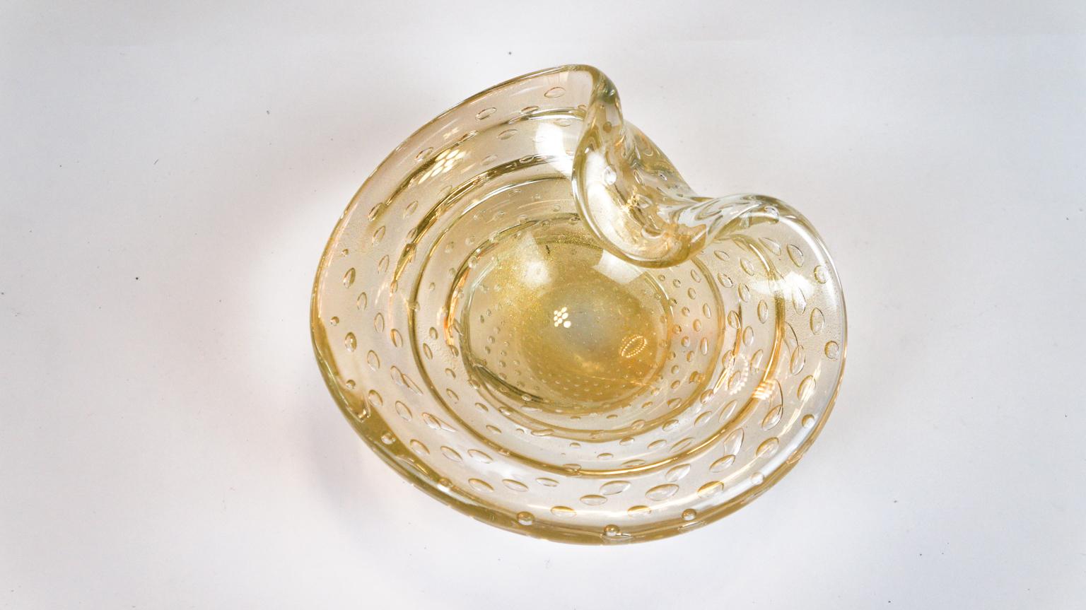 Mid-Century Modern Alberto Donà Gold Murano Glass Bowl Balloton, 1980s