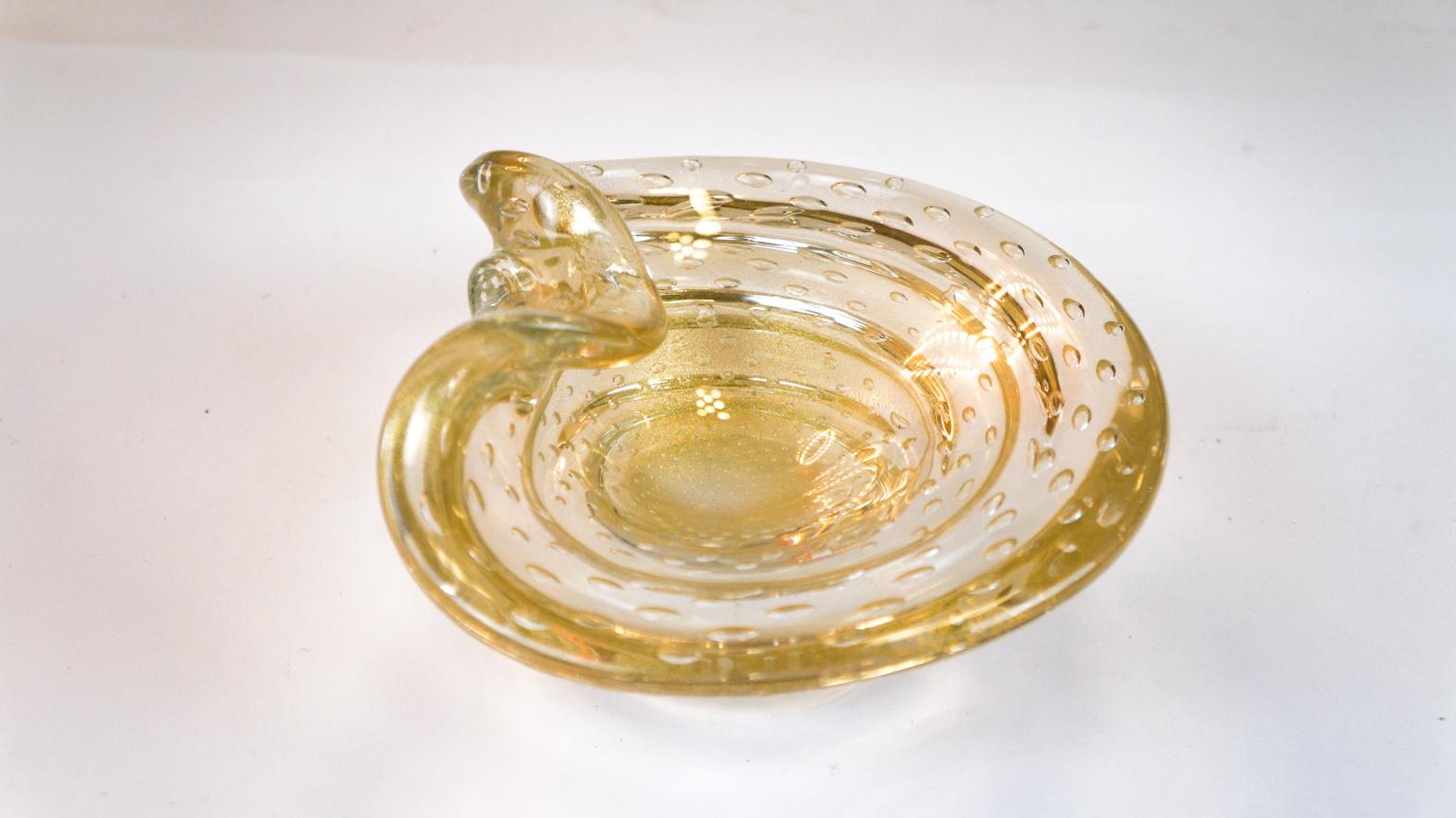 Italian Alberto Donà Gold Murano Glass Bowl Balloton, 1980s